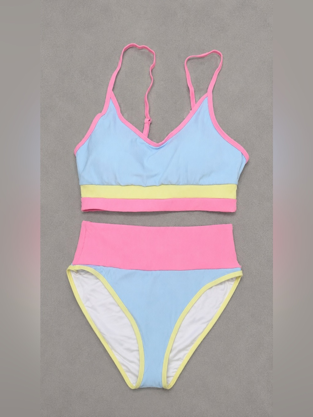 Herseas Women’s 2 Piece High Waisted Bikini Set Color Block Bathing Suit